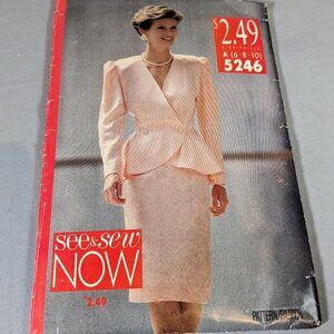 See & Sew NOW pattern 5246 Misses Top and Skirt (6/8/10) VINTAGE! 1990 NEW/UNCUT
